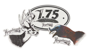 Houndstooth Game Calls Sticker 3-Pack – Boss Gobbler, Big Buck, and 1.75 Spur
