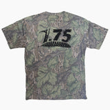 Back of Houndstooth Mossy Oak Full Foliage camo t-shirt with 1.75 turkey spur length graphic for Turkey Hunters